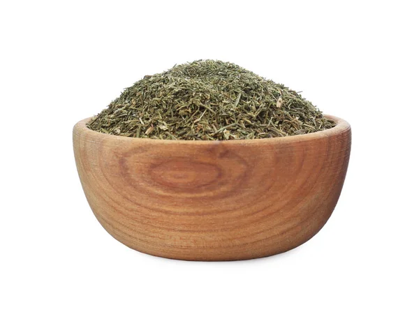 Bowl Aromatic Dry Dill White Background — Zdjęcie stockowe