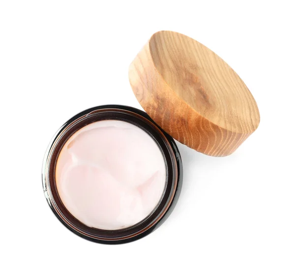 Jar Face Cream Isolated White Top View — Stockfoto