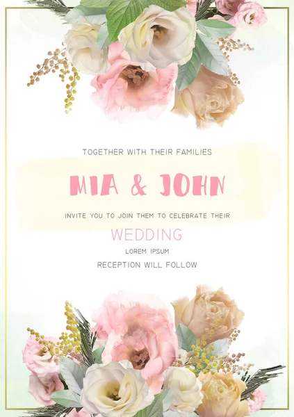 Elegant Wedding Invitation Floral Design Mockup — ストック写真