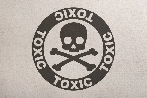 Hazard Warning Sign Skull Crossbones Symbol Word Toxic Paper Top — Stock fotografie