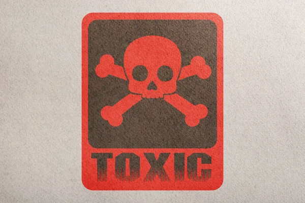 Hazard Warning Sign Skull Crossbones Symbol Word Toxic Paper Top — Stockfoto