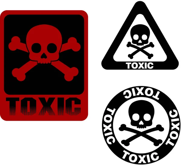 Hazard Warning Signs Skull Crossbones Symbol Word Toxic White Background — ストック写真