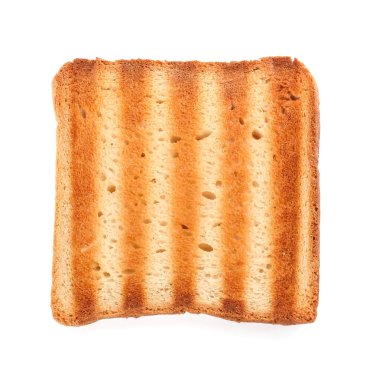 Slice of delicious toasted bread isolated on white