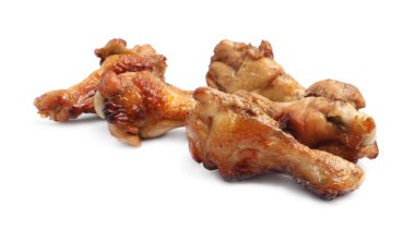 Delicious fried chicken wings isolated on white background