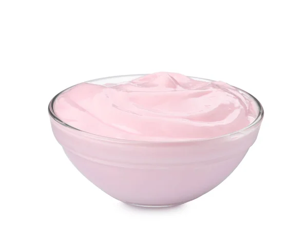 Bowl Delicious Organic Yogurt Isolated White — Stok fotoğraf