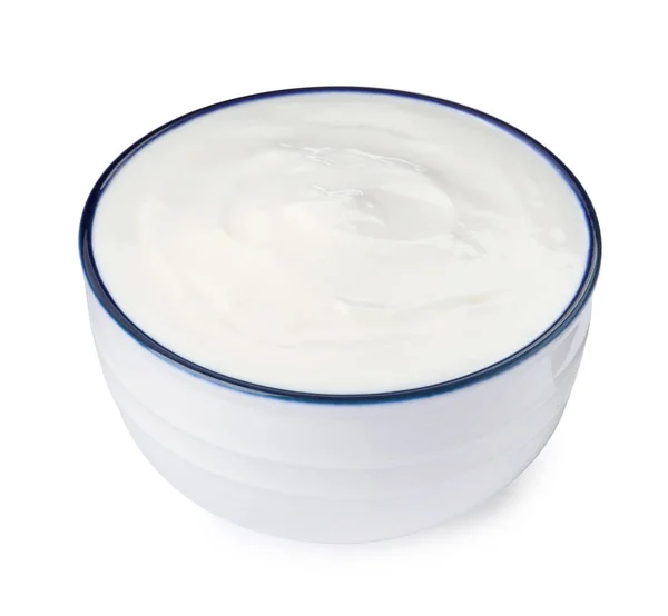 Bowl Delicious Organic Yogurt Isolated White — Foto Stock