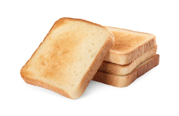 Slices Delicious Toasted White Background — Stock Photo, Image