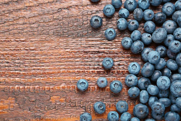 Tasty Fresh Blueberries Wooden Table Flat Lay Space Text — Stock Fotó