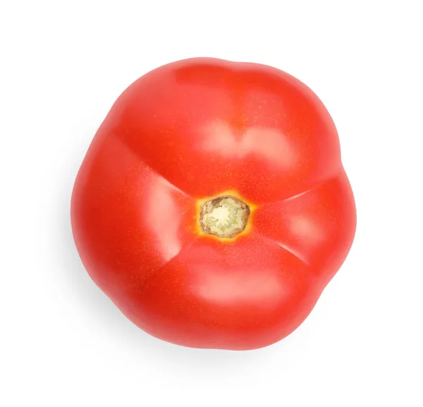 Whole Ripe Red Tomato Isolated White Top View — Zdjęcie stockowe