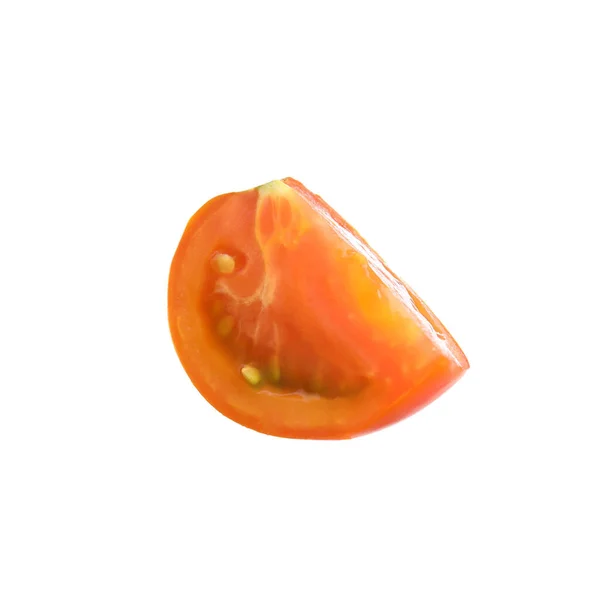 Piece Fresh Ripe Yellow Tomato White Background — Fotografia de Stock