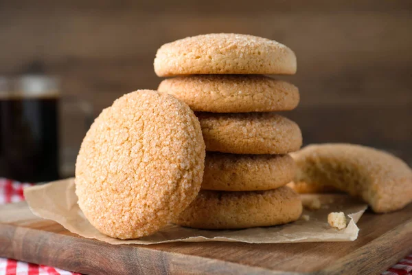 Delicious Sugar Cookies Wooden Board Closeup —  Fotos de Stock