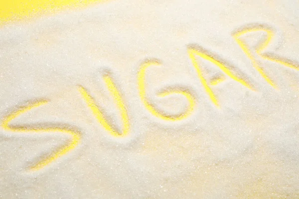 Composition Word Sugar Yellow Background — Stok fotoğraf