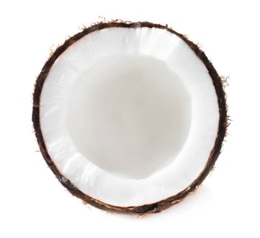 Half of ripe coconut isolated on white