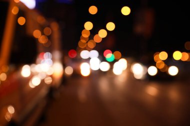 Blurred view of cityscape with bokeh effect. Night life
