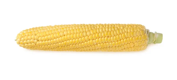 Tasty Fresh Corn Cob Isolated White Top View — 스톡 사진
