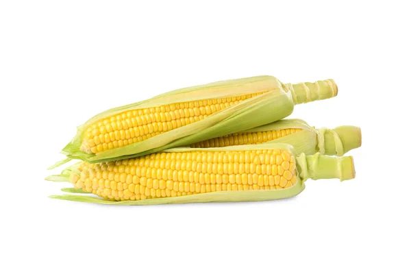 Tasty Fresh Corn Cobs Isolated White — Stock Fotó