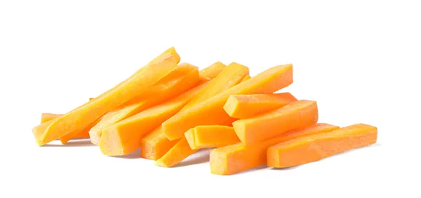 Pile Delicious Carrot Sticks Isolated White — Stock fotografie