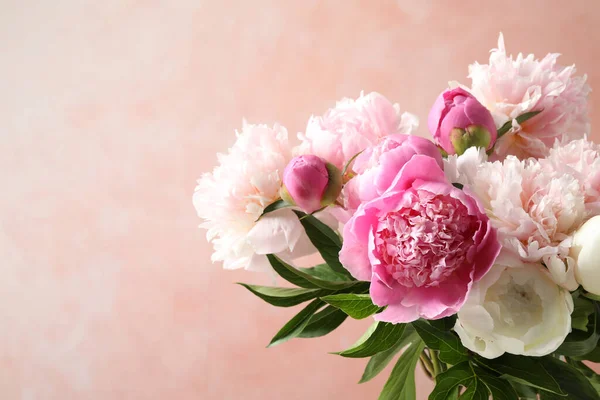 Beautiful Peony Bouquet Pink Background Closeup — Stock Photo, Image