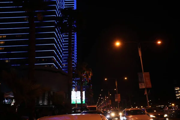 Beautiful View Cityscape Buildings Cars Night Life — Stock Fotó