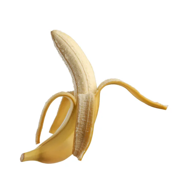 Delicious Ripe Peeled Banana Isolated White — Foto de Stock
