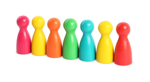 Colorful Pawns White Background Social Inclusion Concept — Fotografia de Stock