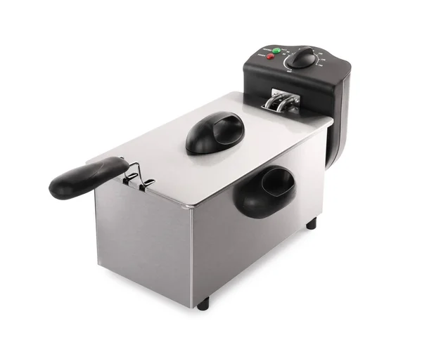 Modern Deep Fryer Isolated White Kitchen Device — Stok fotoğraf