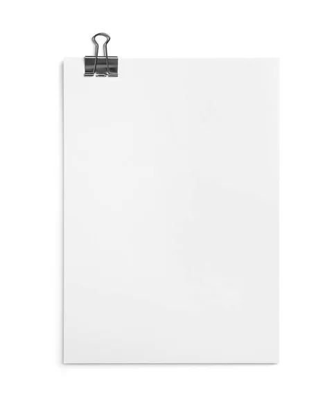 Sheet Paper Clip Isolated White Top View — Stock fotografie