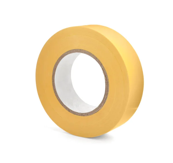 Yellow Insulating Tape Isolated White Electrician Supply — Foto de Stock