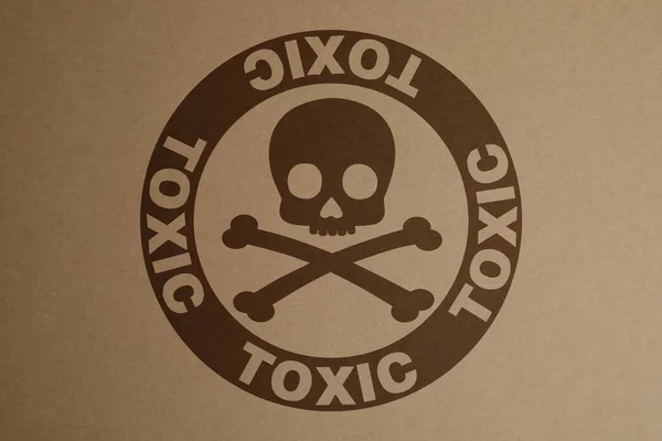 Hazard Warning Sign Skull Crossbones Symbol Word Toxic Kraft Paper — Zdjęcie stockowe