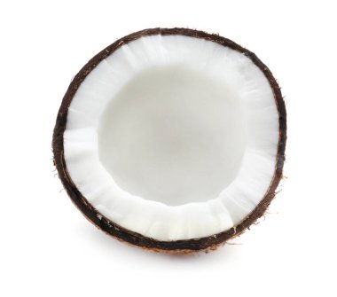 Half of ripe coconut isolated on white