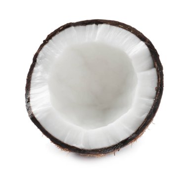Half of ripe coconut isolated on white