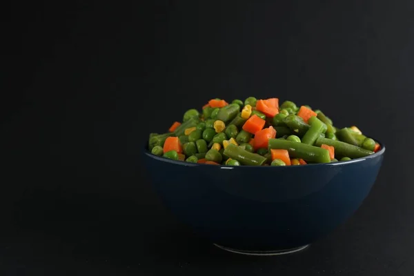 Mix Fresh Vegetables Bowl Black Background Space Text — Fotografia de Stock