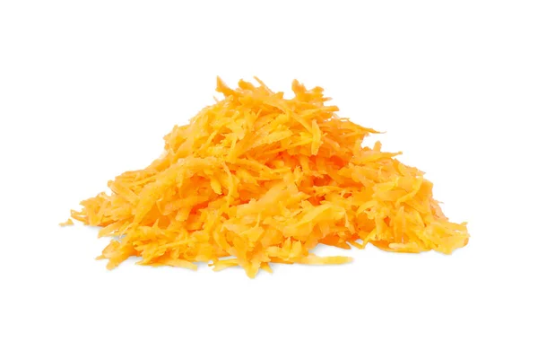 Pile Fresh Grated Carrot Isolated White — Stock fotografie