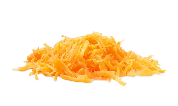Pile Fresh Grated Carrot Isolated White — Stock fotografie