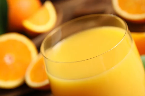 Glas Leckerer Frischer Orangensaft Nahaufnahme — Stockfoto