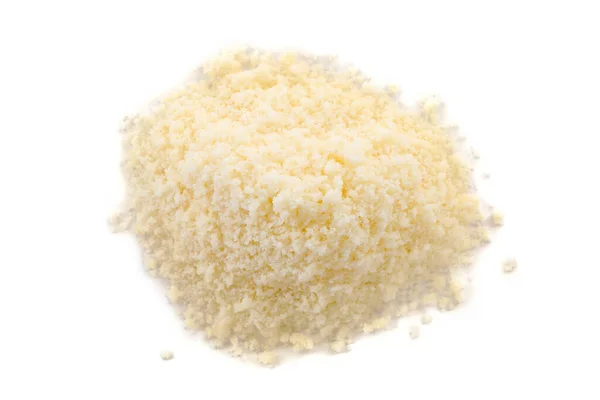 Pile Grated Parmesan Cheese Isolated White Top View —  Fotos de Stock