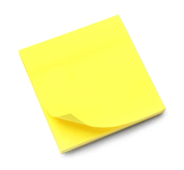 Λευκά Κίτρινα Αυτοκόλλητα Σημειώματα Λευκό Φόντο — Φωτογραφία Αρχείου