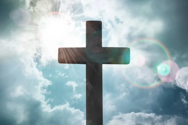 Силует Хреста Проти Хмарного Неба Християнська Релігія — стокове фото