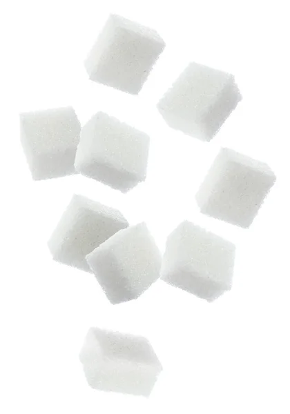 Flying Cubes Sugar White Background — Stockfoto