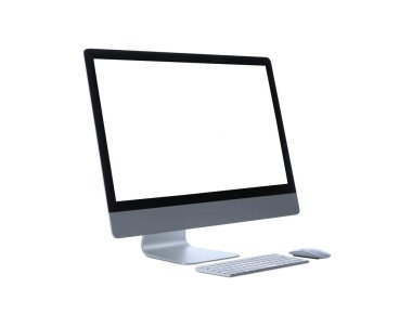 Boş ekran beyaz üzerine izole edilmiş modern bilgisayar monitörü