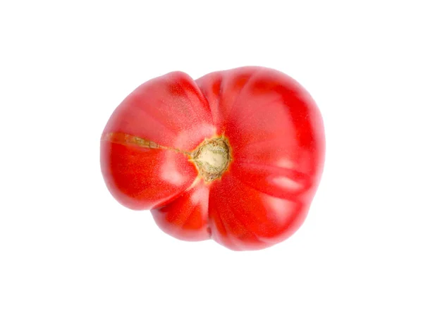 Whole Ripe Red Tomato Isolated White Top View — Zdjęcie stockowe