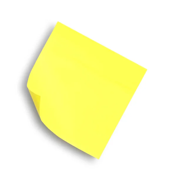 Blank Yellow Sticky Note White Background Top View — Stockfoto