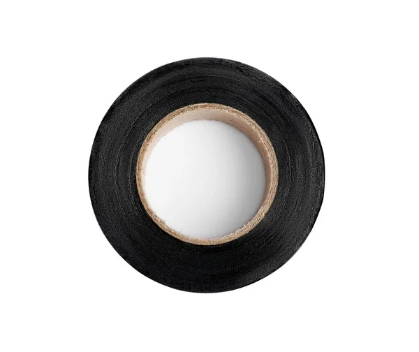 Black Insulating Tape Isolated White Top View — Fotografia de Stock
