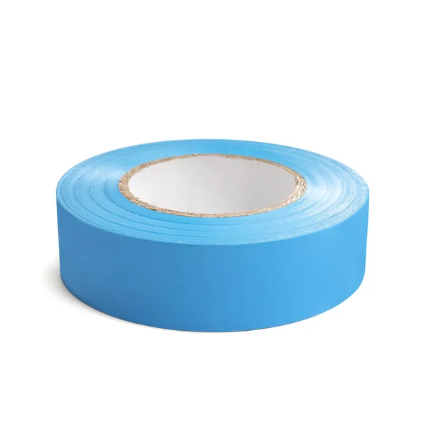 Reel Light Blue Insulating Tape Isolated White — Photo