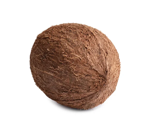 Fresh Ripe Whole Coconut Isolated White — Stock fotografie