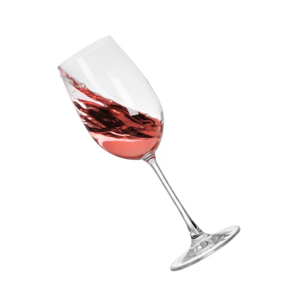 Склянка Смачним Темно Рожевим Вином Ізольовано Білому — стокове фото