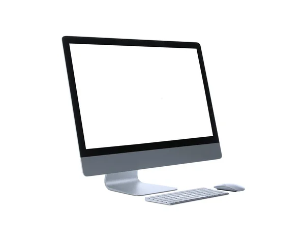 Nowoczesny Monitor Komputerowy Pustym Ekranem Białym — Zdjęcie stockowe