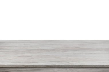 Boş ahşap yüzey beyaza izole edilmiş. Tasarım için model