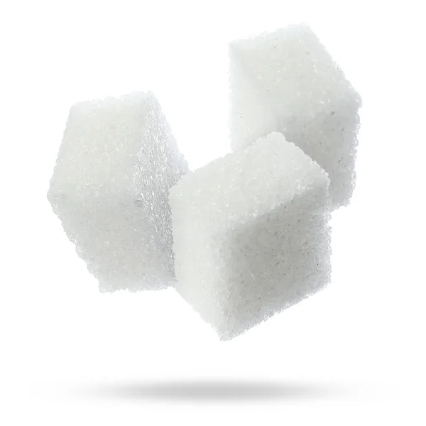 Flying Cubes Sugar White Background — Foto Stock