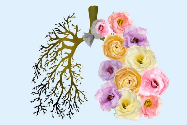 Illustration Human Lungs One Part Image Dry Tree Branches Another — Stock Photo, Image